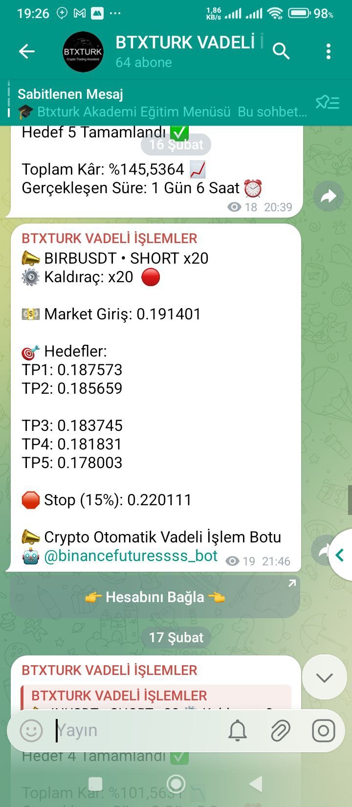 BİRBUSDT İŞLEM SONUCU - Kazanç