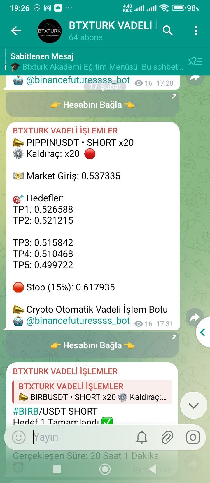 PIPPINUSDT İŞLEM SONUCU - Sinyal