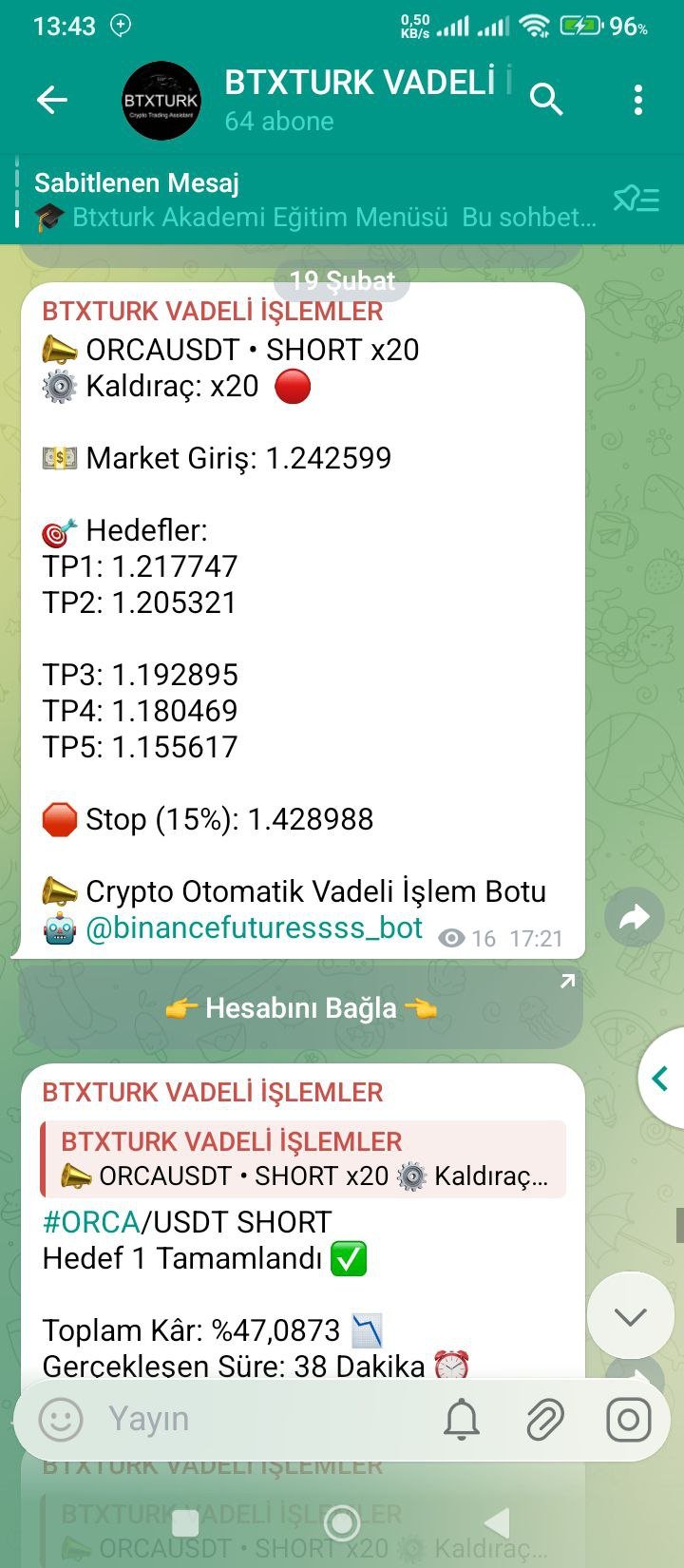 ORCAUSDT  İŞLEM SONUCU - Sinyal