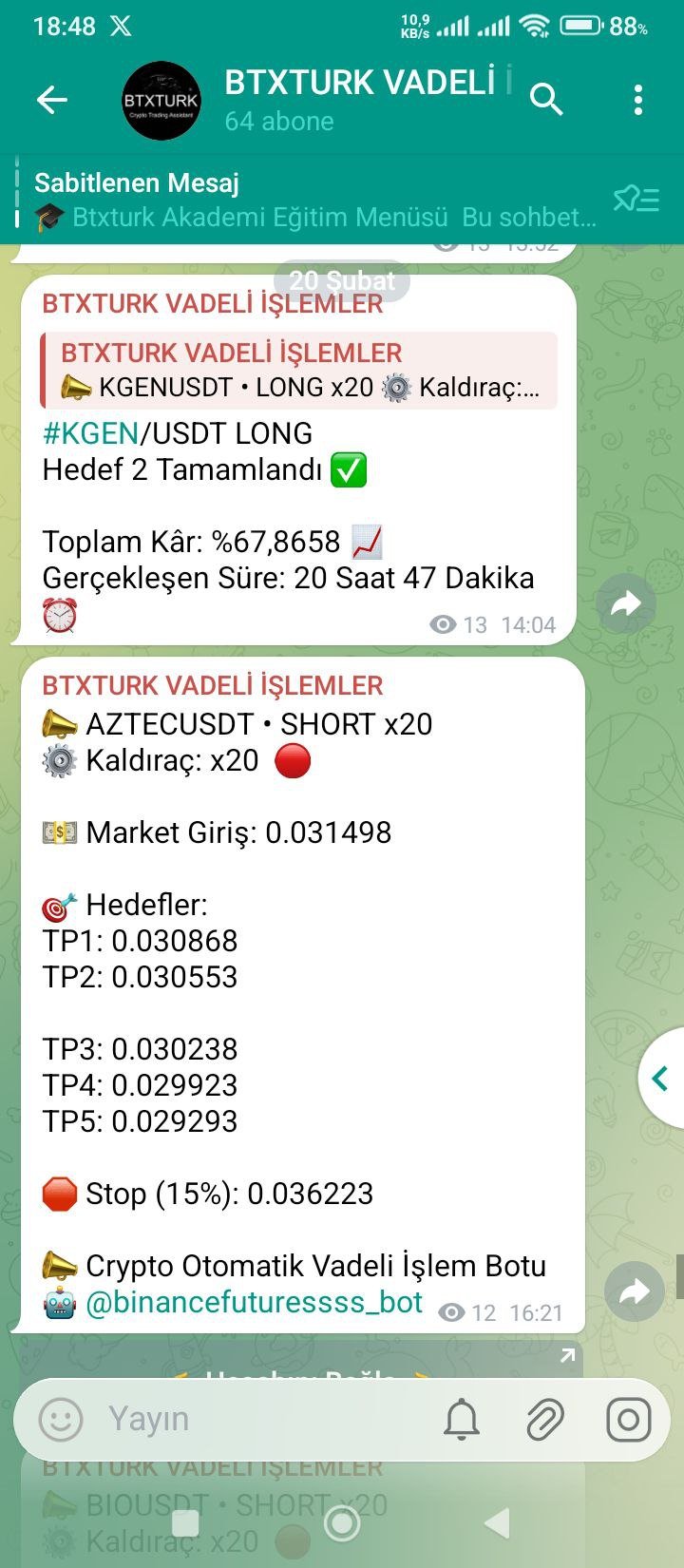 AZTECUSDT İŞLEM SONUCU - Sinyal