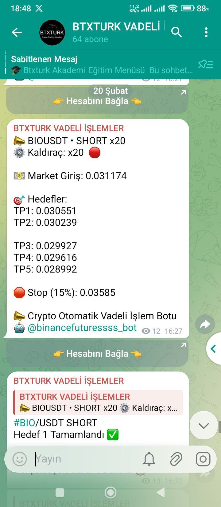 BIOUSDT İŞLEM SONUCU - Sinyal