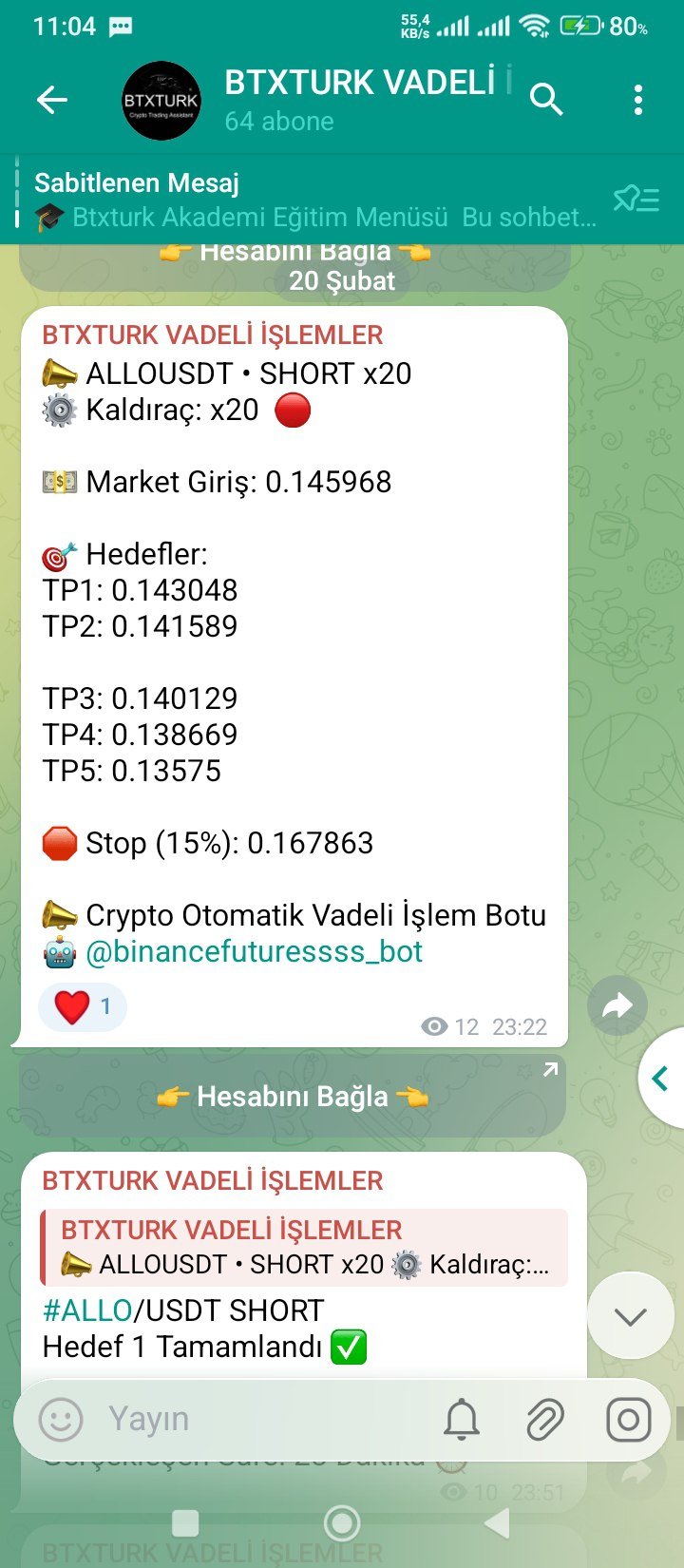 ALLOUSDT İŞLEM SONUCU - Sinyal