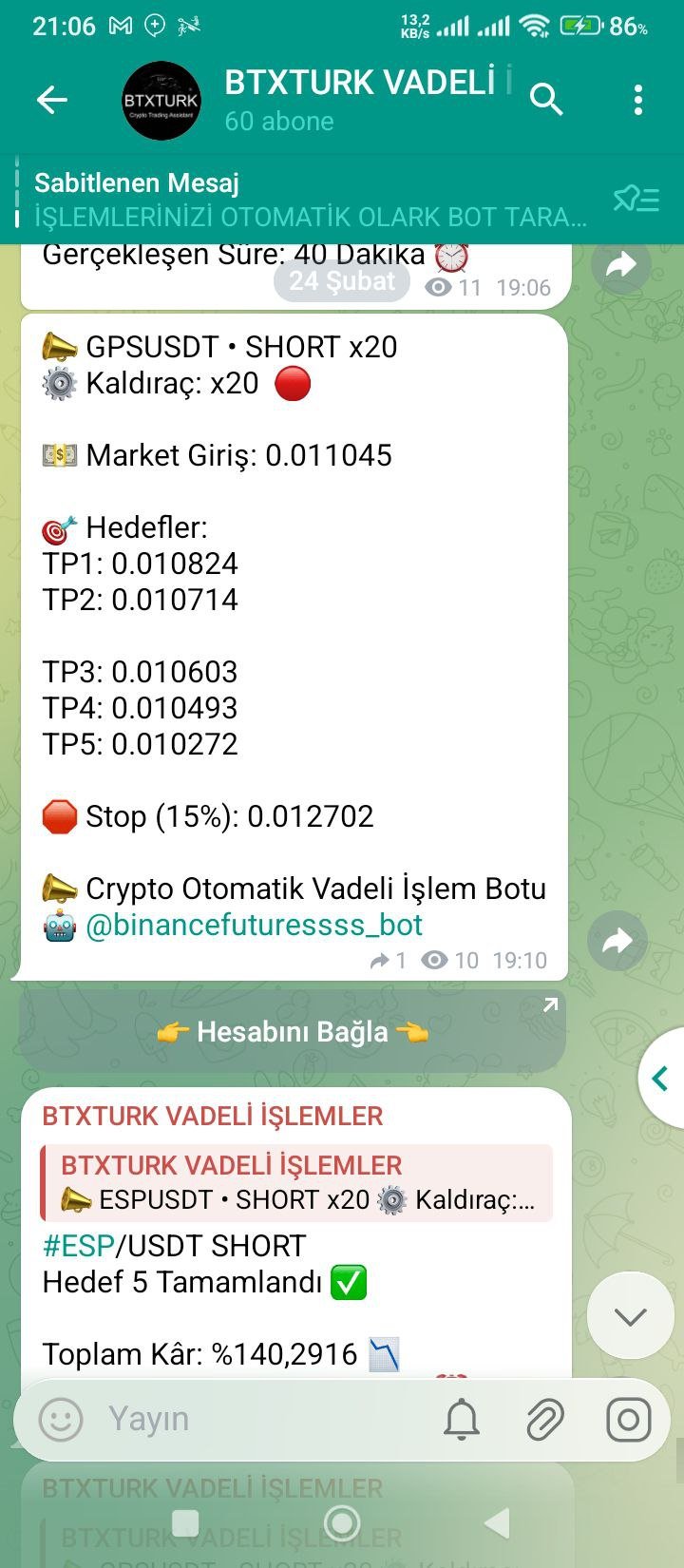 GPSUSDT İŞLEM SONUCU - Sinyal