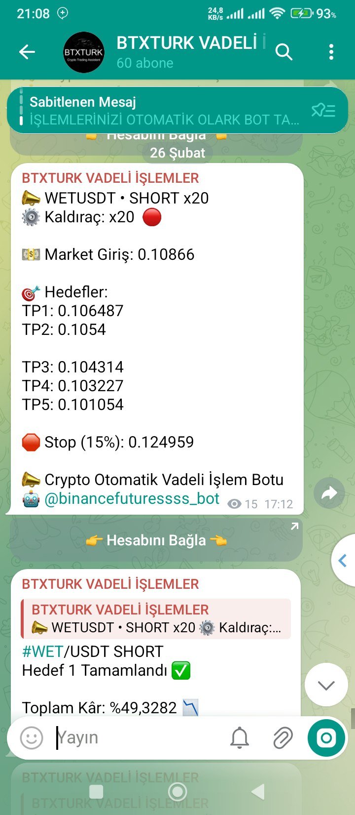 WETUSDT İŞLEM SONUCU - Sinyal