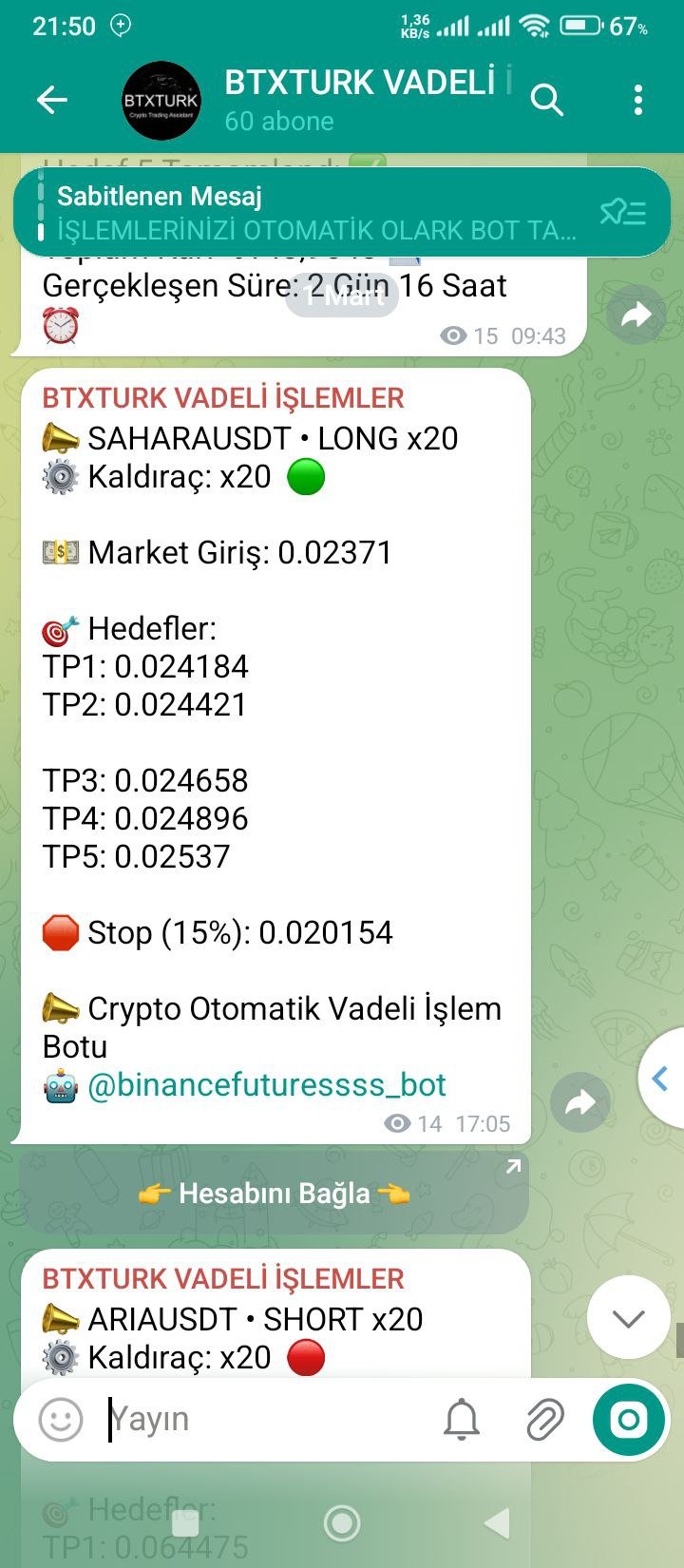 SAHARAUSDT İŞLEM SONUCU - Sinyal